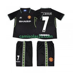 Camisolas de futebol Manchester United Beckham 7 1999 Retro Criança Equipamento 3ª 1998 Manga Curta